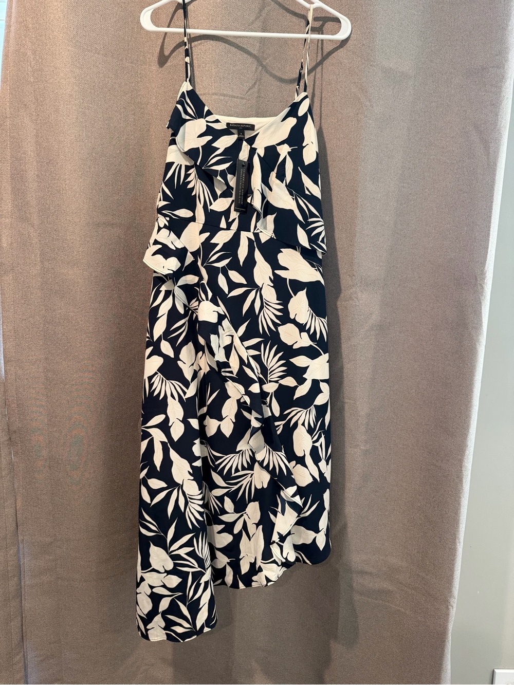 Banana Republic Navy and White Tropical Midi Dress